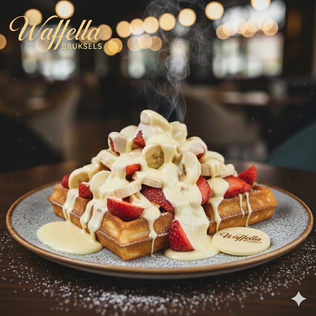 Madrid XL Waffle (Çilek/Muz/Beyaz Çikolata Sosu)