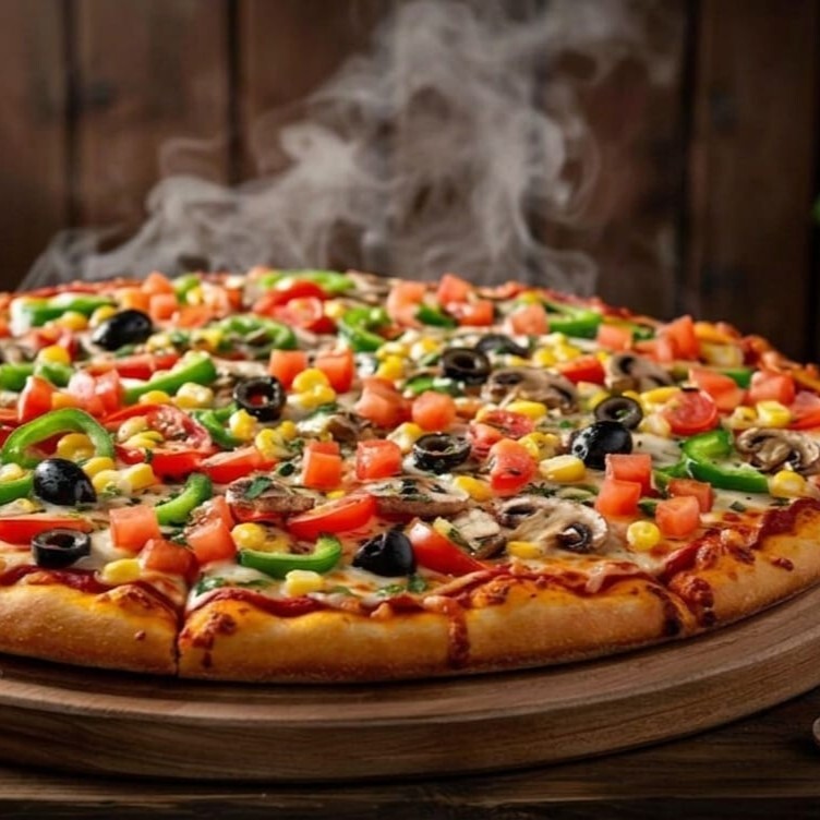 Acılı Vejeteryan Pizza (Orta) Domates Acı Jelapeno ve Mantar Biber Gurme VIP Pizzacı Pizza