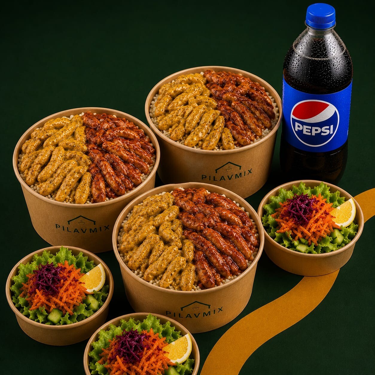 3'lü Soslu Pilav Menü +3 Mevsim Salata +1lt İçecek