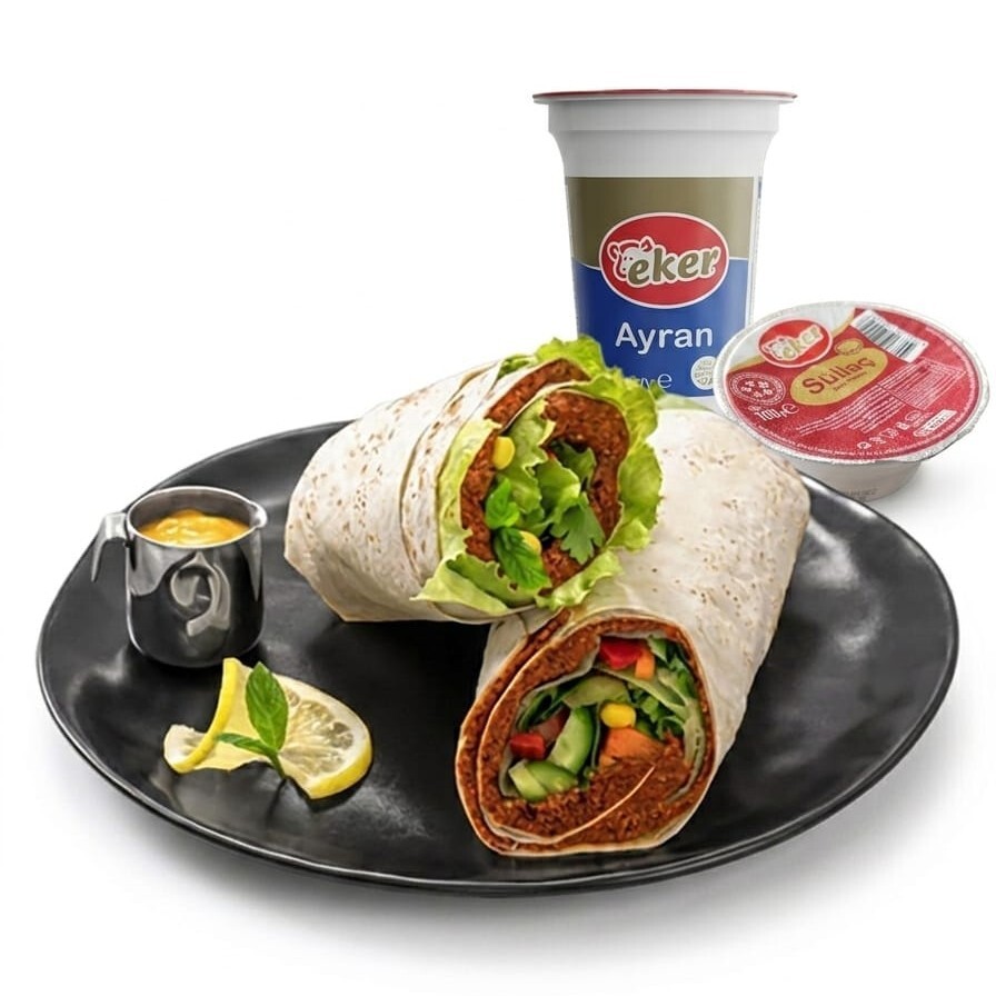 90 Gr Çiğ Köfte Dürüm + Ayran+ Tatlı