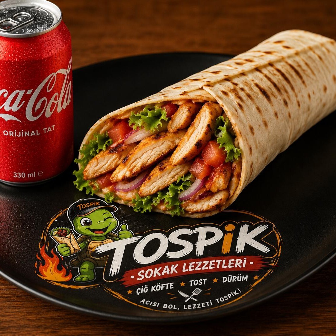 Izgara Tavuk Fileto Lavaş Dürüm ( 150 gr tavuk ) + coca cola
