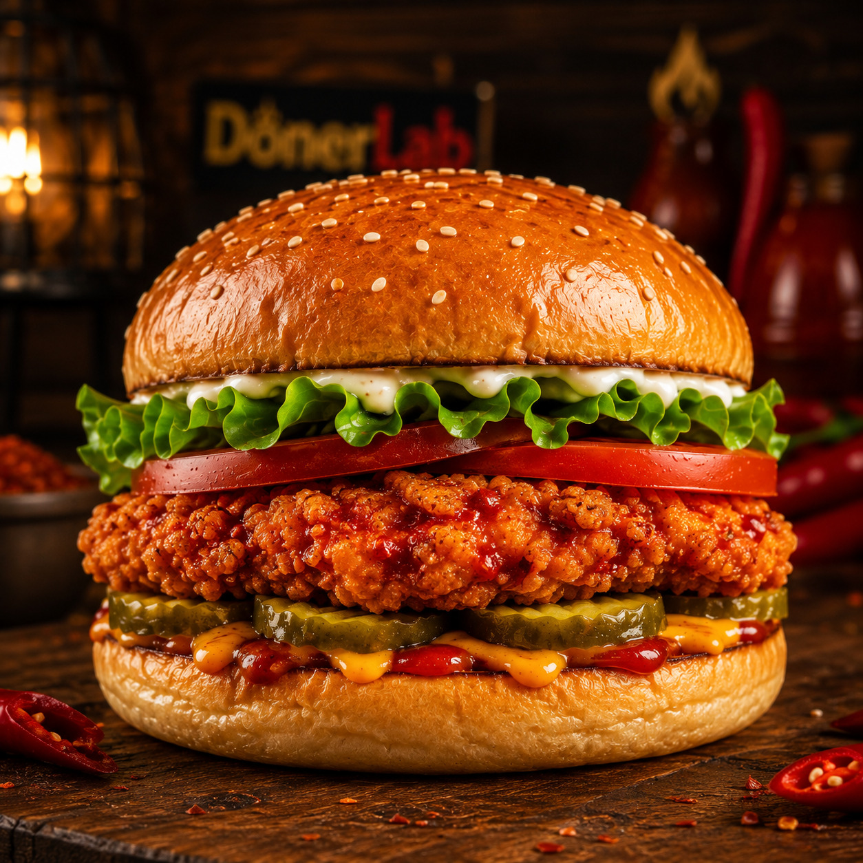 Acılı Tavuk Burger (90 Gr.)