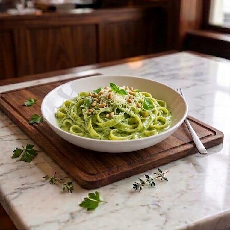 Pesto Soslu Fettucini Makarna