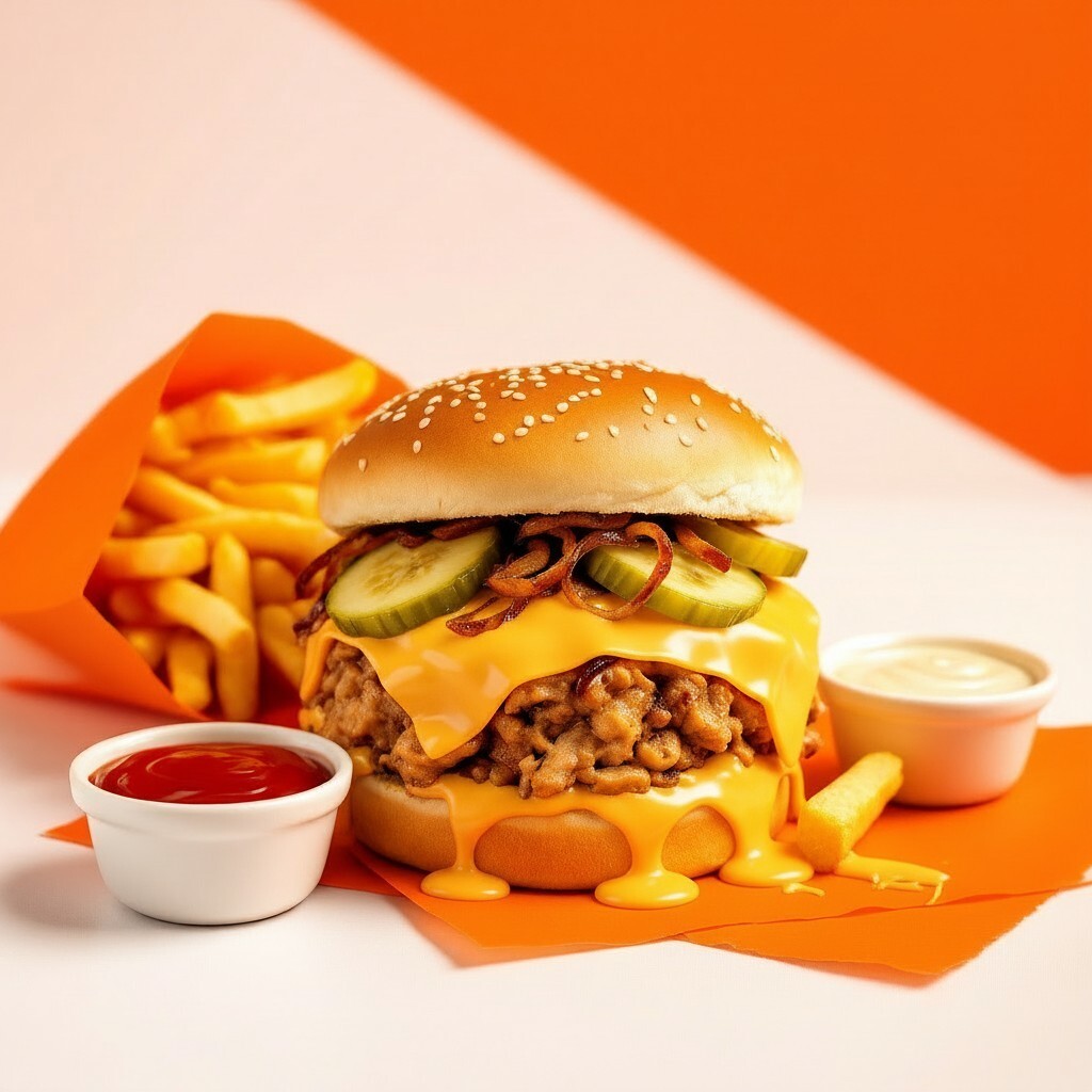 Cheddarlı Hindi Tiftik Burger