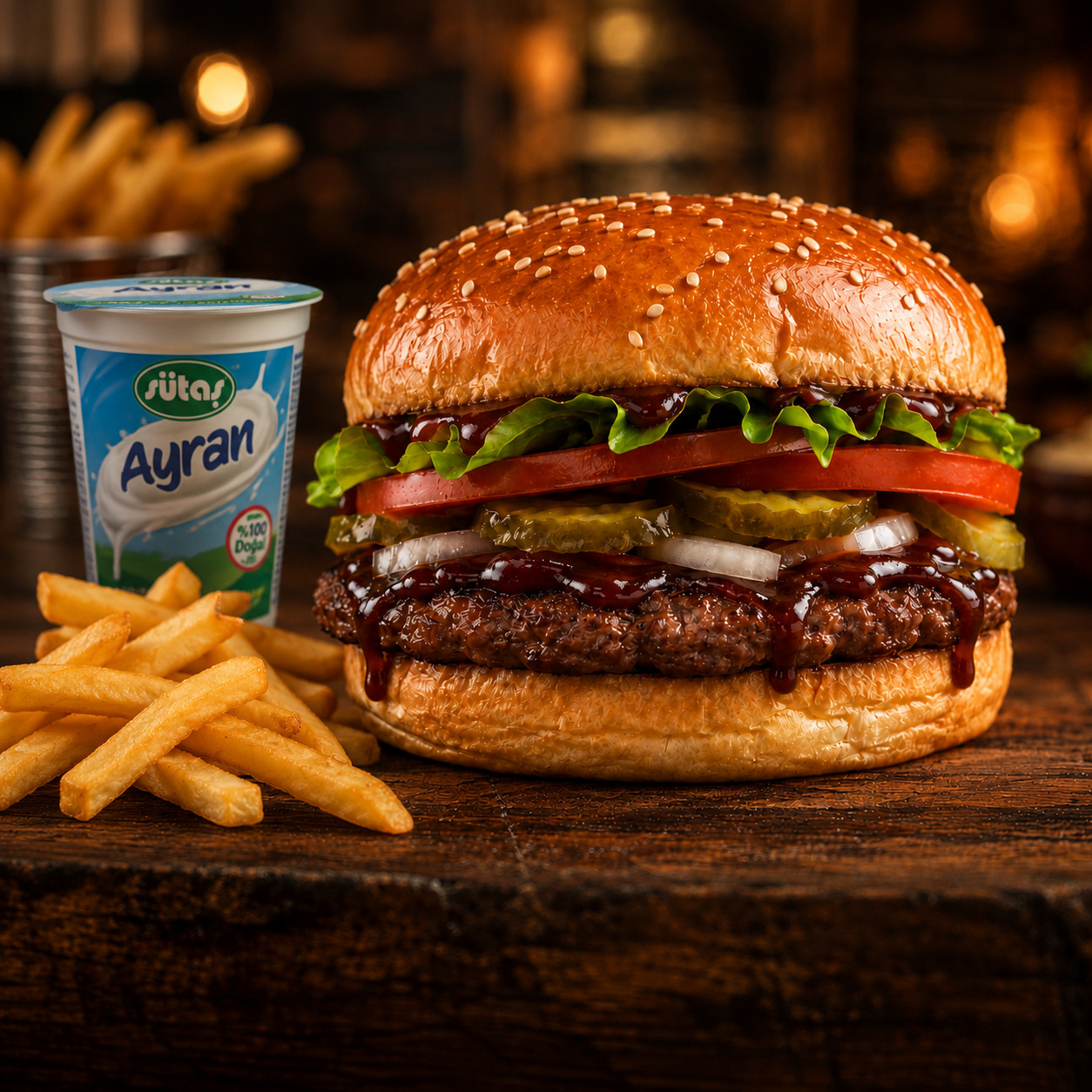 Bbq Burger Menü (90 Gr.)