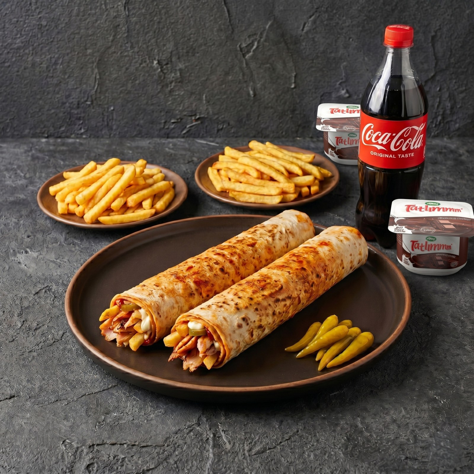 2'li Hatay Usulü Tavuk Döner Dürüm Menü (100 gr.)