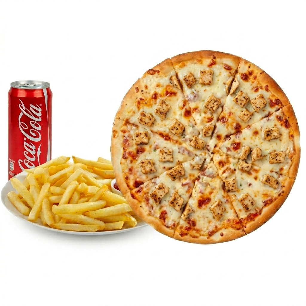 Tavuklu Pizza Menü (Büyük Boy)