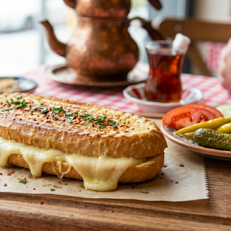 Yarım Ekmek Kaşarlı Tost