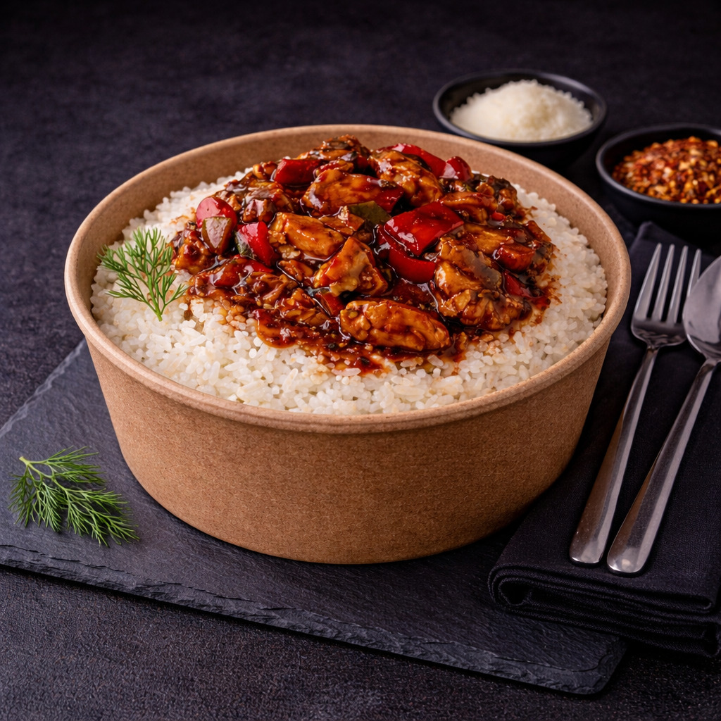Pilav Üstü Barbekü Soslu Tavuk