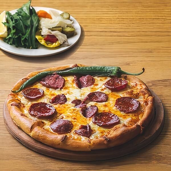 Yuvarlak Sucuklu Pide (Açık)