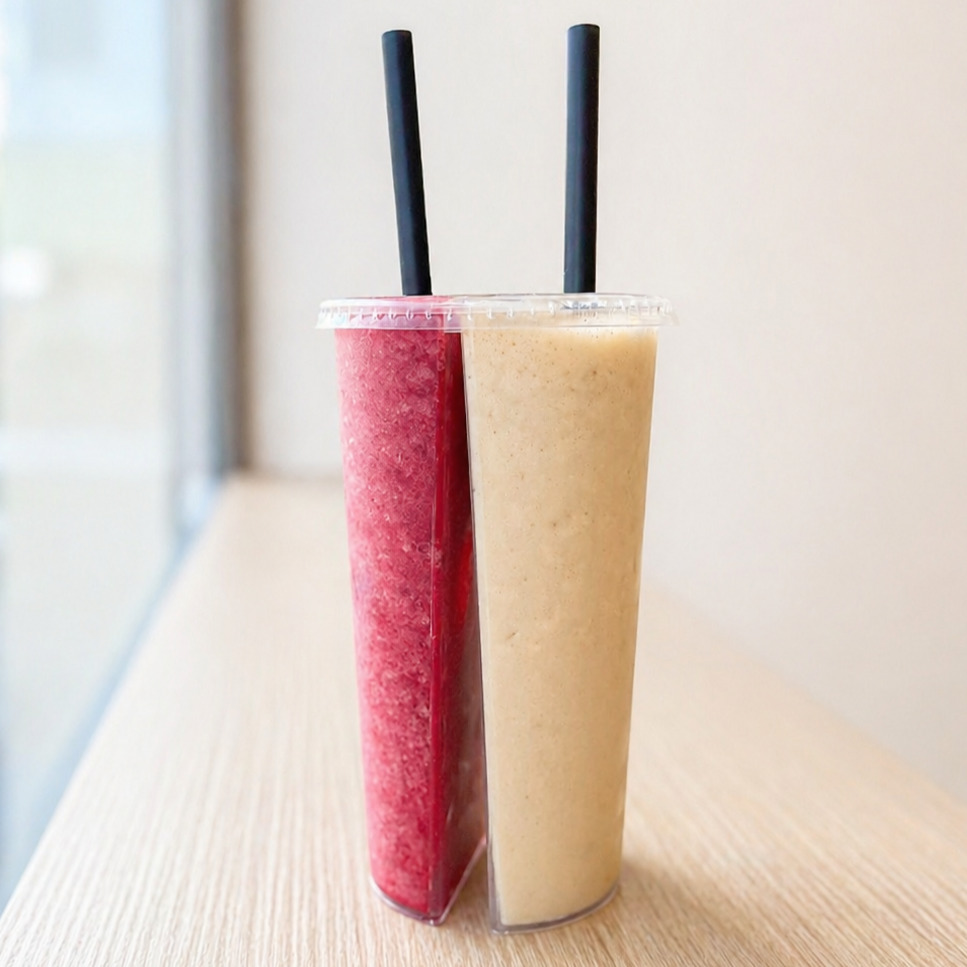 İkili Bardak Vişne&Muz Smoothie (Protein Tozu İlaveli Seçenek)