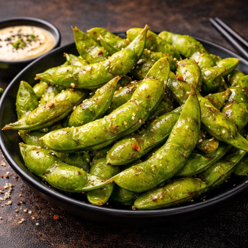 Edamame with Chili Garlic Sauce