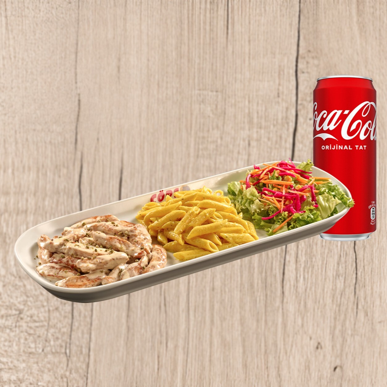 Şefin Kremalı Dağ Kekikli Soslu Tavuk & Coca-Cola (33 cl.)